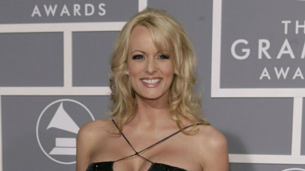 In this Feb. 11, 2007, file photo, Stormy Daniels arrives for the 49th Annual Grammy Awards in Los Angeles. (AP Photo/Matt Sayles)