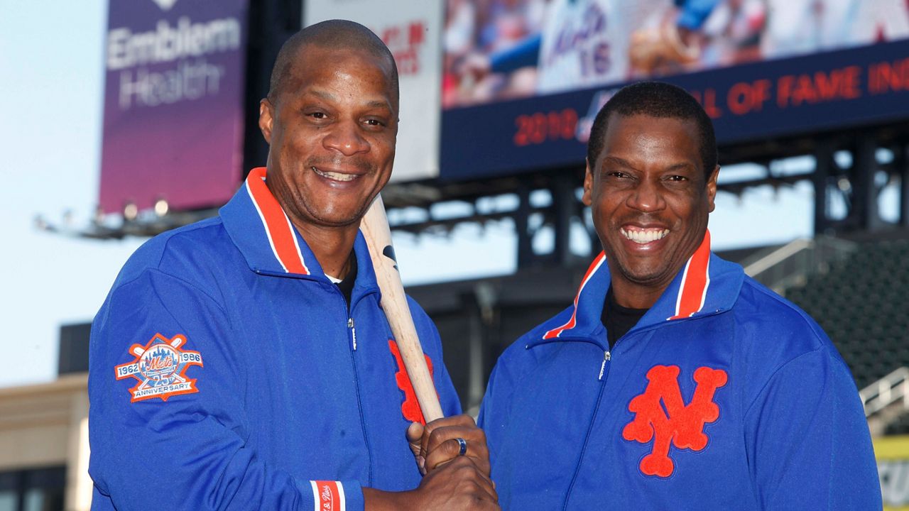 Darryl Strawberry and Dwight Gooden pose at Citi Field in New York on Aug. 1, 2010.