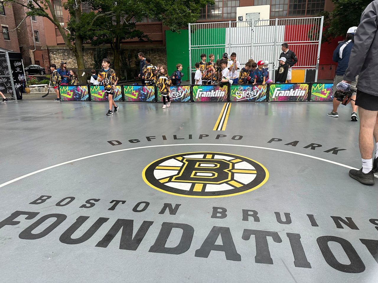 Kids play ball hockey at an NHL Street event in Boston, Mass., Saturday, June 17, 2023. The league launched a street hockey program earlier this year aimed at getting more people interested in the sport. (AP Photo/Jimmy Golen)