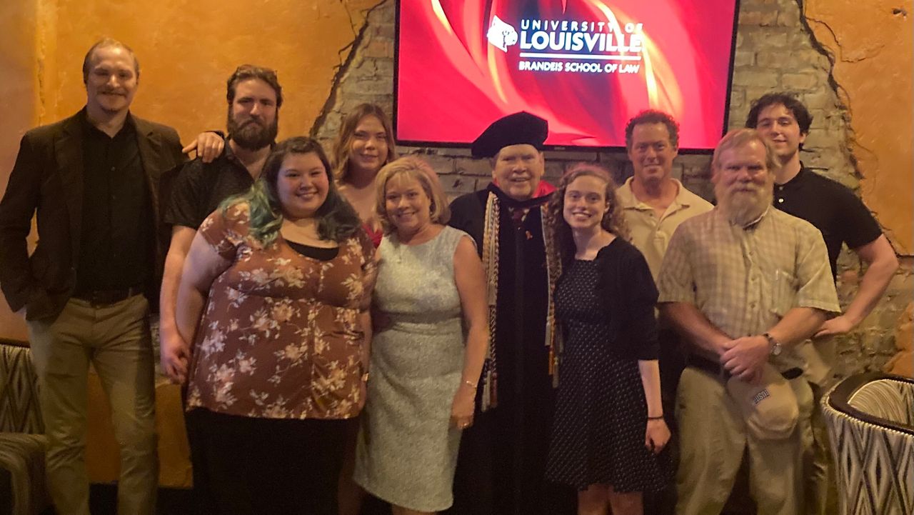 Raymond Suell’s family attended his commencement ceremony last month, 66 years after Suell graduated from UofL’s law school. (Suell family)