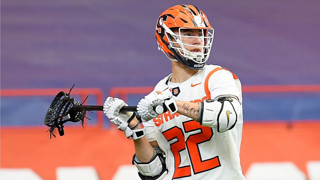 Sophomore attackman Chase Scanlan (22) has been suspended indefinitely from the Syracuse lacrosse team following last Saturday's 21-9 loss to North Carolina. (Photo courtesy of SU Athletics)