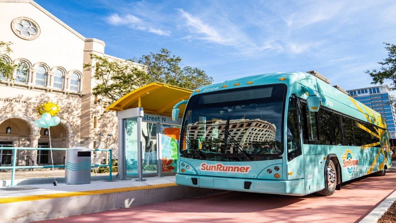 The SunRunner parked at a stop in downtown St. Petersburg. (file photo)