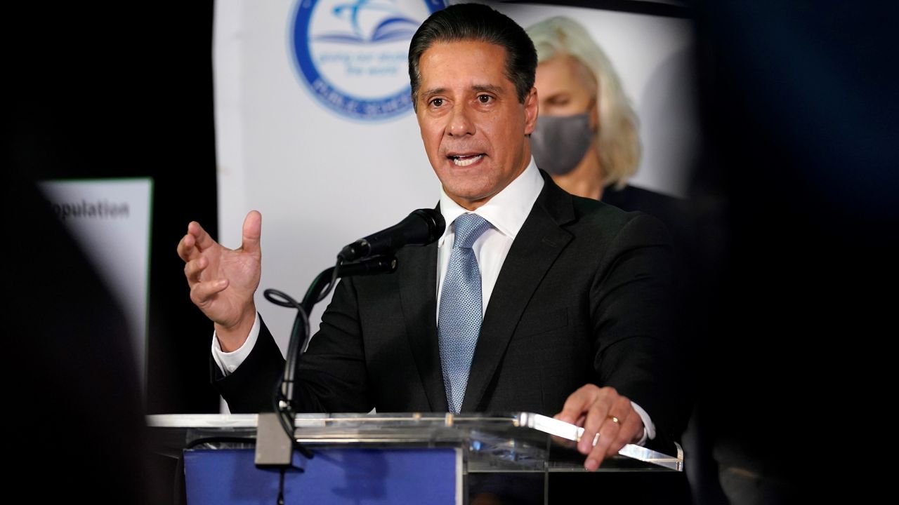 Superintendent Alberto Carvalho speaks at a news conference on Tuesday, Nov. 9, 2021, in Miami. (AP Photo/Lynne Sladky, File)