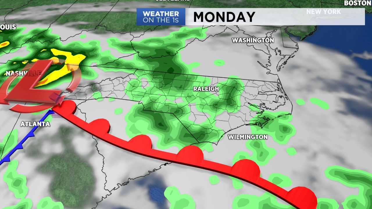 Rain moves in for Monday