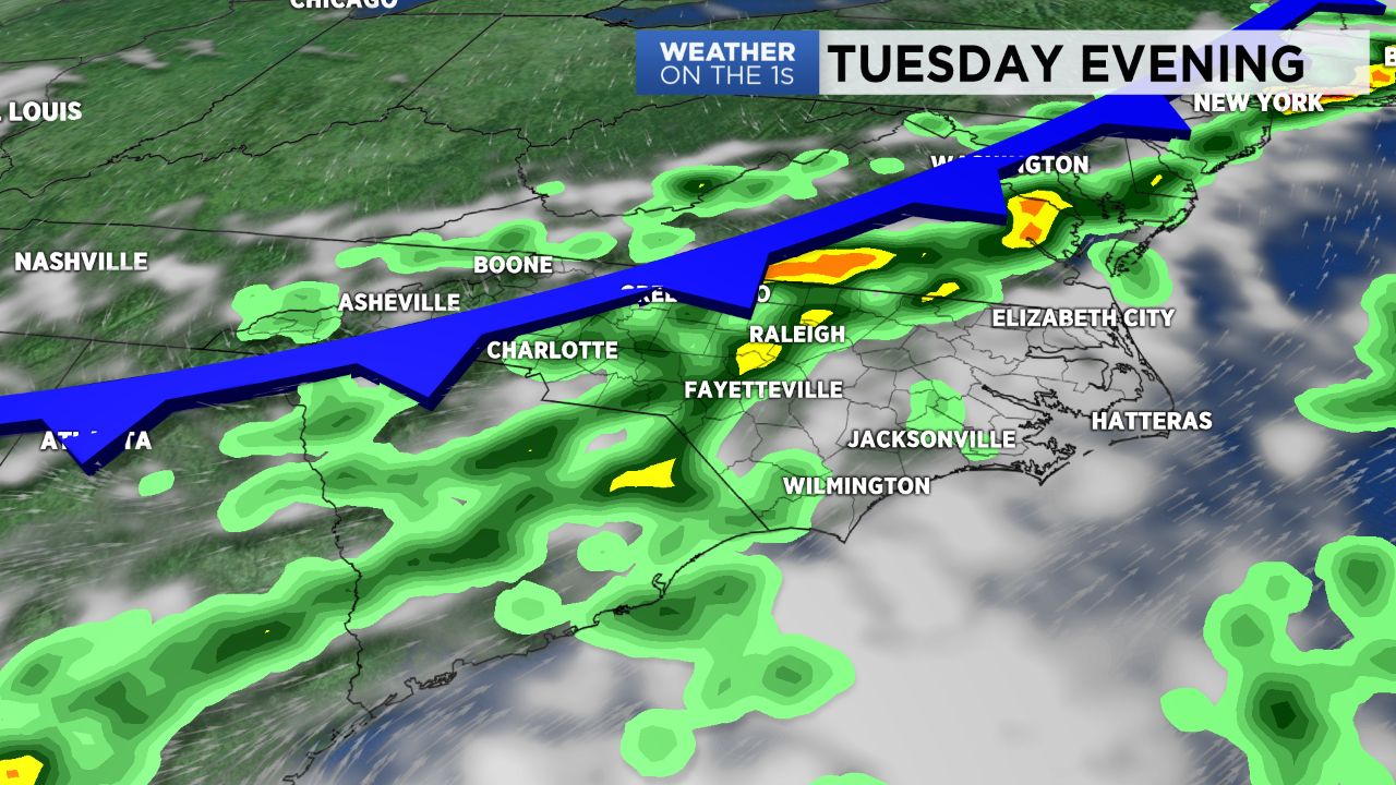 Showers and storms return for Tuesday