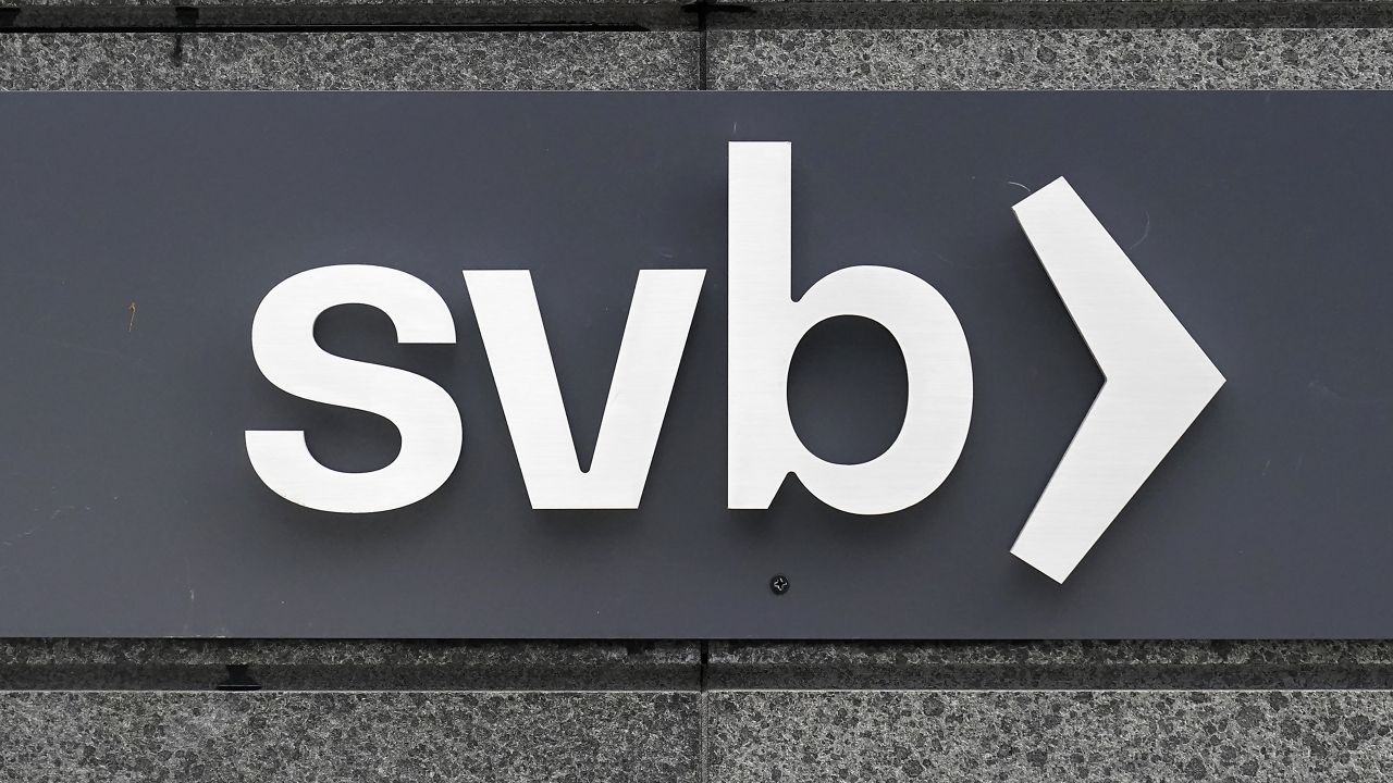 A Silicon Valley Bank sign is shown in San Francisco, Monday, March 13, 2023. (AP Photo/Jeff Chiu)