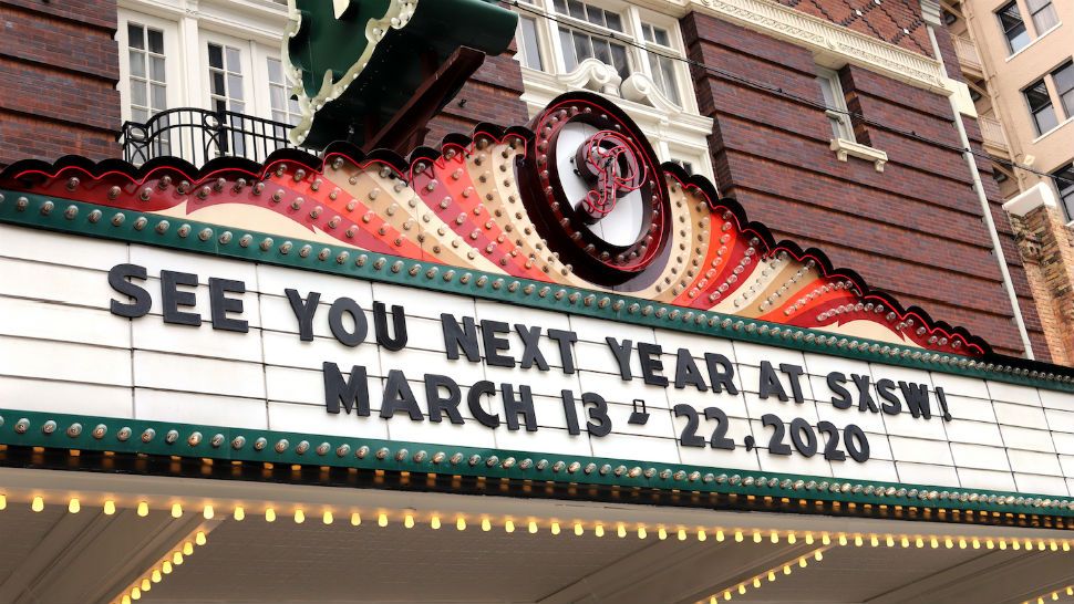 Paramount Theater sign saying “See You Next Year at SXSW!” and the 2020 festival dates. (Shelley Hiam/SXSW)
