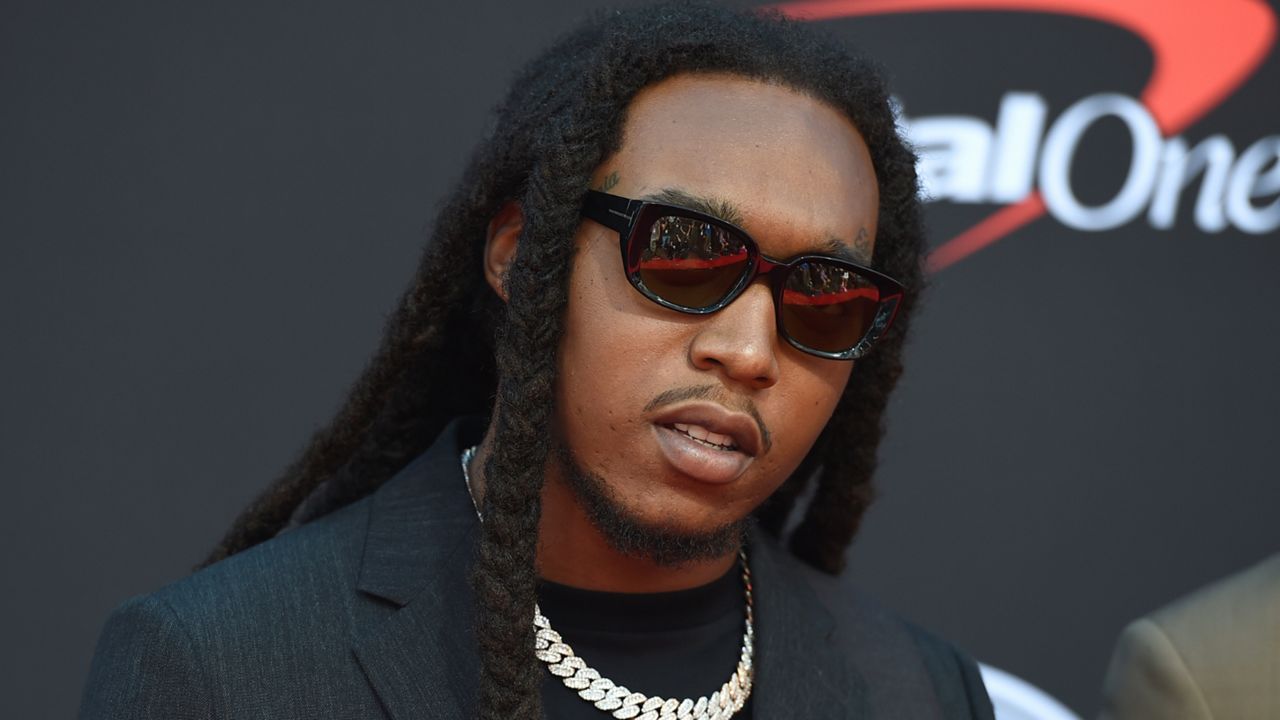 Takeoff formed one-third of the Grammy Award-nominated rap trio Migos with uncle Quavo and cousin Offset from suburban Atlanta. (AP Images)