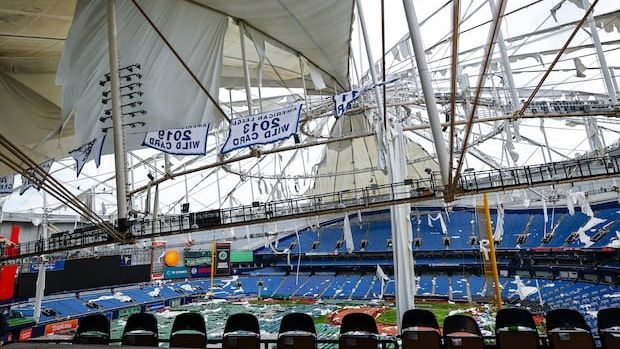 Tropicana Field sustained damage from Hurricane Milton on Oct. 9, 2024. (Courtesy of Tampa Bay Rays)