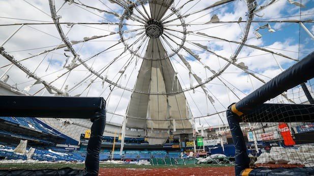 Tropicana Field sustained damage from Hurricane Milton on Oct. 9, 2024. (Courtesy of Tampa Bay Rays)