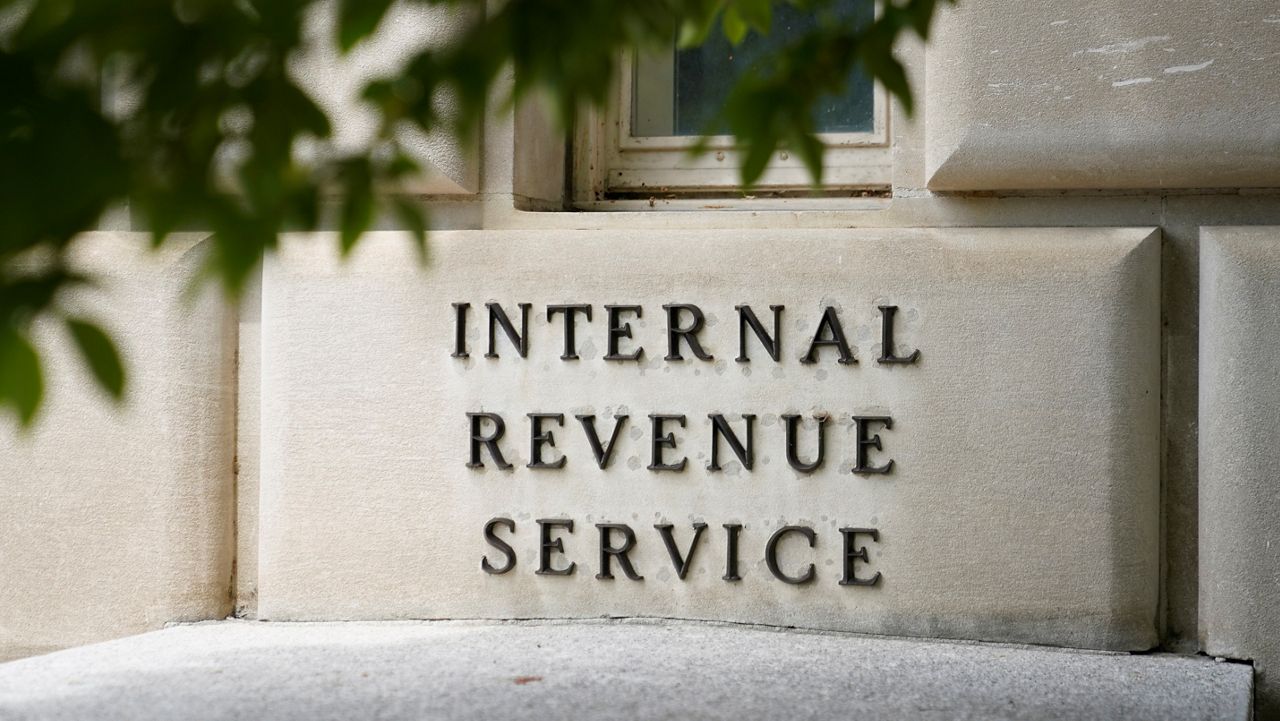 A sign outside the Internal Revenue Service building in Washington, on May 4, 2021. (AP Photo/Patrick Semansky)
