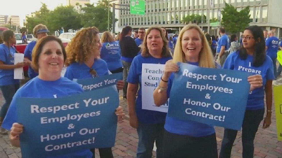 Hillsborough teachers said they were expecting a $4,000 raise were told that a one-time bonus may be the best the district can do, a bonus that teachers said would only amount to $92. (Spectrum Bay News 9 image)