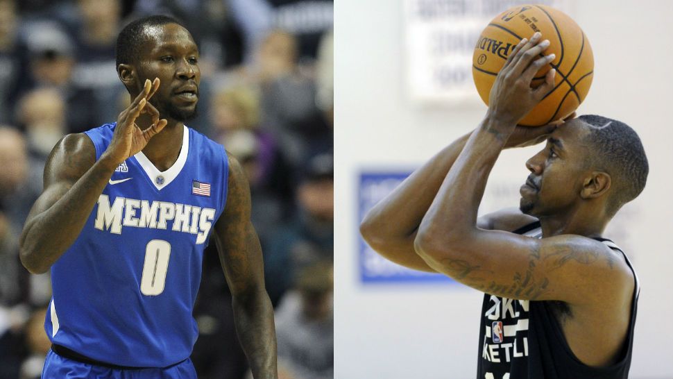 Memphis Hustle guard Marquis Teague (left) and forward Trahson Burrell (right). 