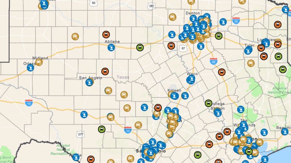 A portion of Texas's COVID-19 Test Collection Map appears in this image from April 24, 2020. (Source: Texas Department of State Health Services and the Texas Division of Emergency Management)