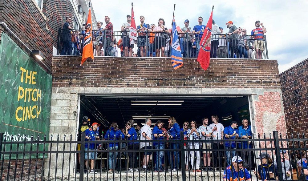 Crowd at the Pitch Cincy, a bar in West End