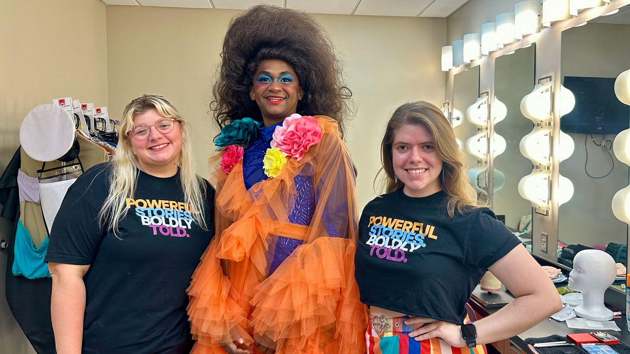 American Stage's wardrobe crew member Macy Smith (left), actor MyKail Cooley (center) and assistant costume director Jenna Jamison. (Spectrum Bay News 9/Virginia Johnson)