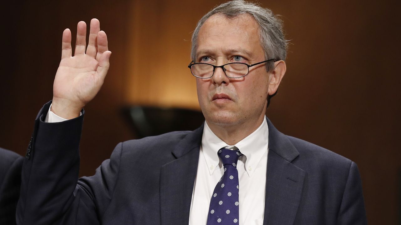 In this Sept. 20, 2017, file photo, Thomas Farr is sworn in during a Senate Judiciary Committee hearing on his nomination to be a District Judge on the United States District Court for the Eastern District of North Carolina, on Capitol Hill in Washington. Farr, a longtime redistricting and election law attorney, usually defending Republican interests but whose 2018 federal judgeship nomination got scuttled when two GOP senators opposed his confirmation, has died, a legal colleague said Tuesday, April 2, 2024. (AP Photo/Alex Brandon)