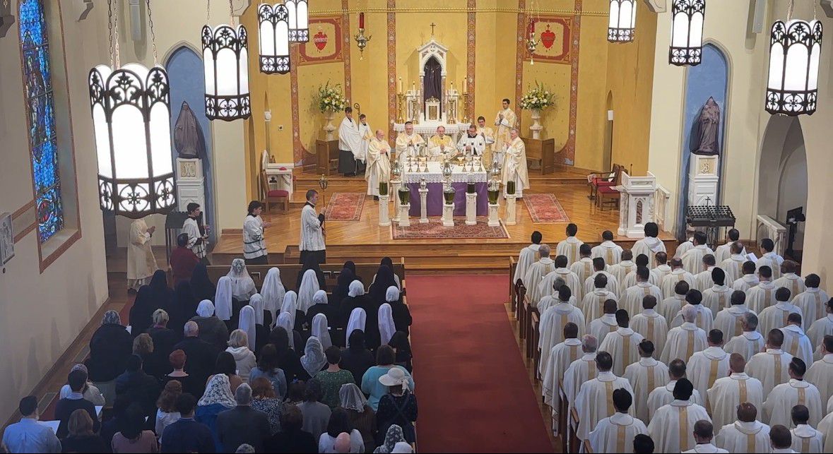 Over 100 priests came together to renew their sacred vows during a Chrism Mass service (Spectrum News 1/Jennifer Roberts)