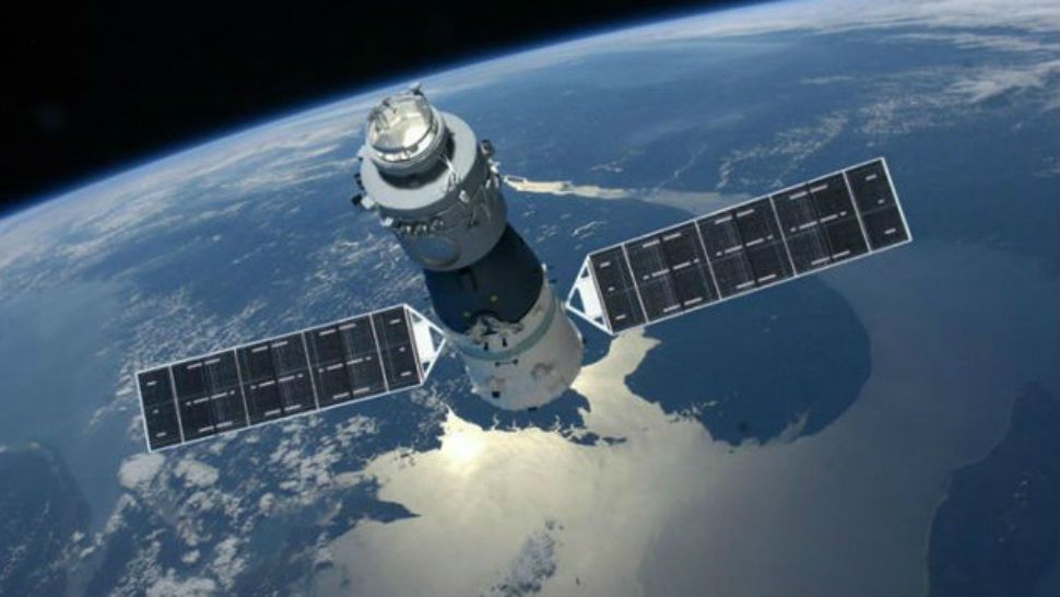 Illustration of China's 8-ton Tiangong-1 space station (Credit: CMSE / China Space Engineering Office)