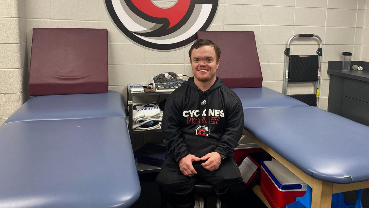 Tim Murray is the athletic trainer for the Cincinnati Cyclones. Having dwarfism presents challenges, he said, but nothing he can't (and won't) overcome. (Casey Weldon/Spectrum News 1)