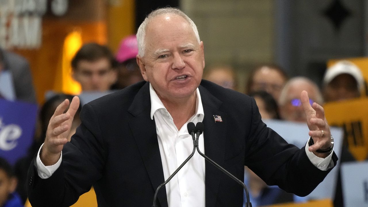 Democratic vice presidential nominee and Minnesota Gov. Tim Walz (AP Photo/Gene J. Puskar, File)