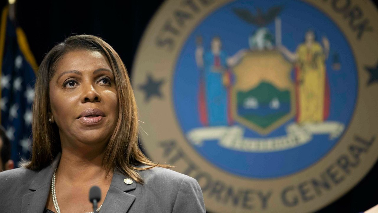 In this June 11, 2019, file photo, New York Attorney General Letitia James speaks during a news conference in New York. On Friday, her longtime aide and chief of staff resigned amid an investigation into sexual harassment allegations. (AP Photo/Mary Altaffer, File)