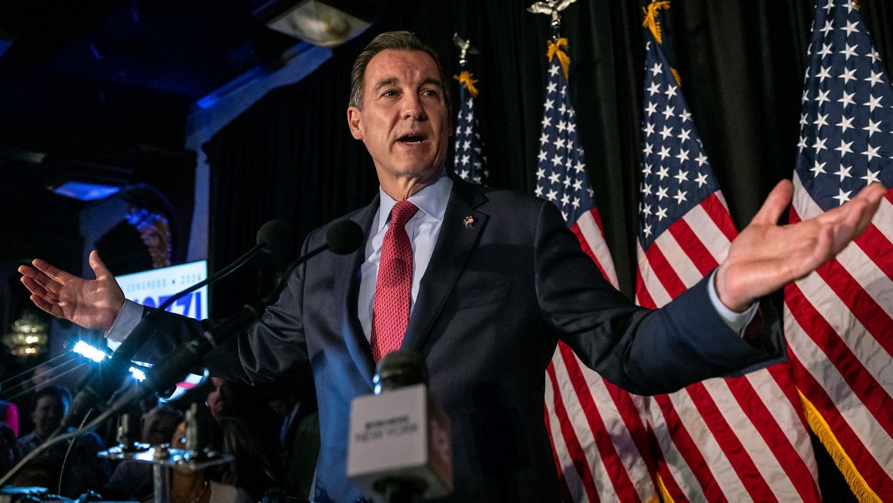 Democrat Tom Suozzi speaks during election night party. (AP Photo/Stefan Jeremiah)