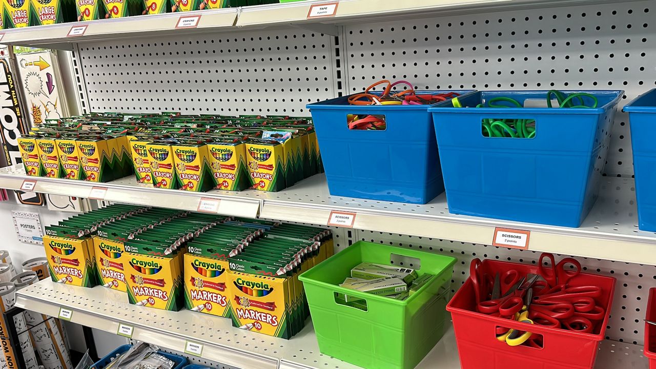 School supplies at Tools4Schools (Spectrum News 1/Jenna Rae Gaertner)