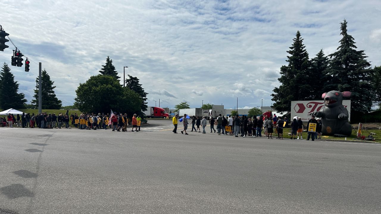 Hundreds of Tops warehouse employees began to strike Friday. (Spectrum News 1 Photo)