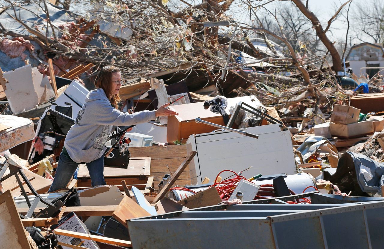 A destroyed mobile home after a tornado moved through. Manufactured homes are extremely vulnerable to damage and destruction from severe storms.