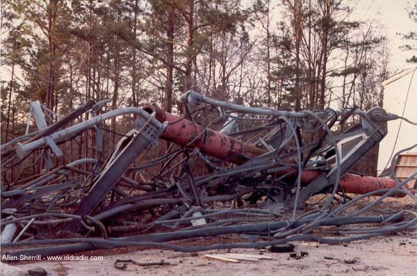 Part of an antenna pole from the top of the tower, some parts of the antenna were drive several feet into the ground