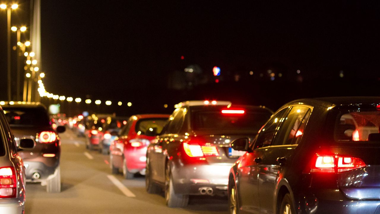 Bumper-to-bumper traffic at night. (Spectrum File)