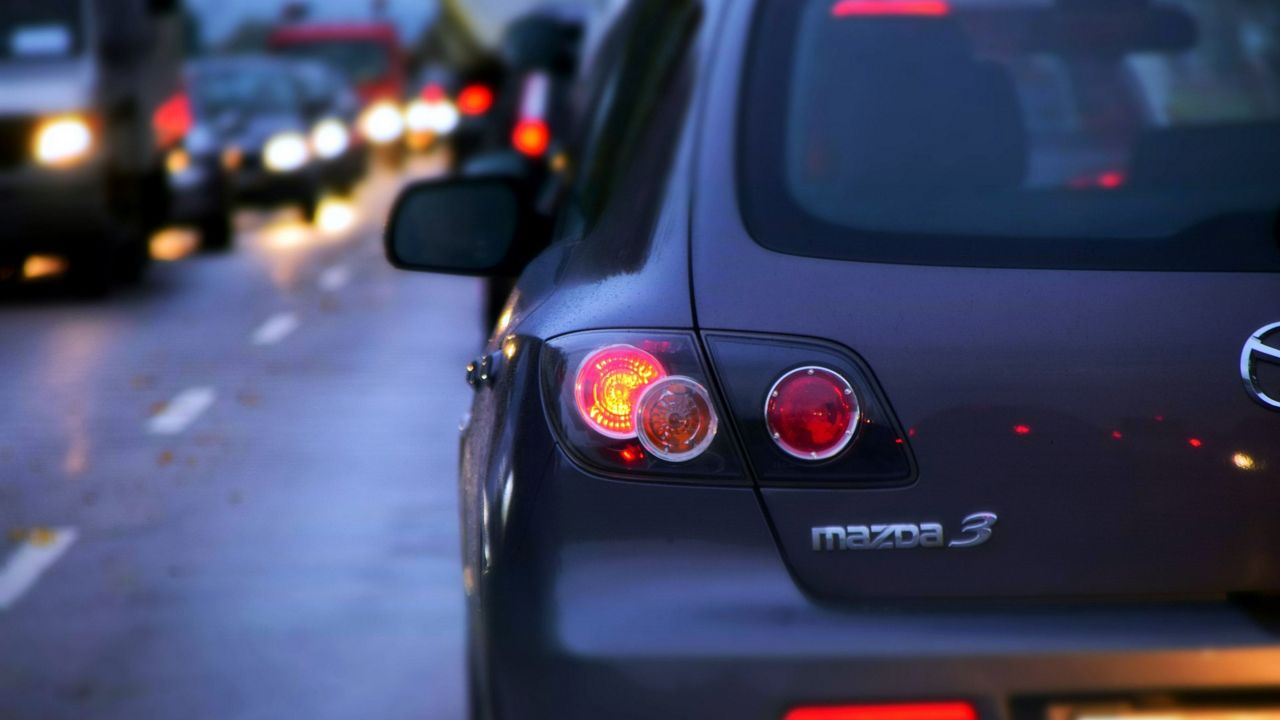 cars stopped in a traffic jam