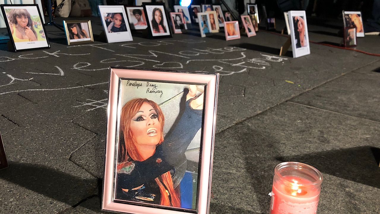 A memorial in New York City on Nov. 20, 2020, honoring transgender victims of violence, including Penélope Díaz Ramírez, a 31-year-old transgender woman who was killed in Puerto Rico in 2020. (Spectrum News photo)