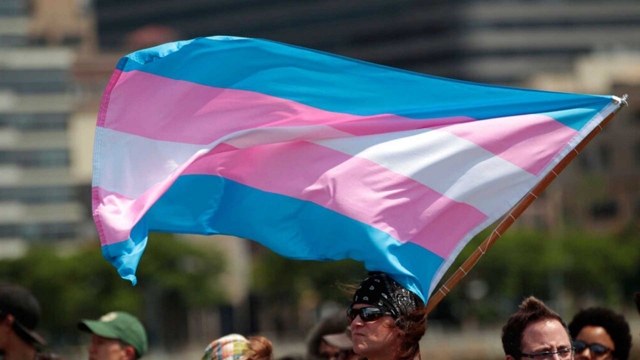 Advocates wave a transgender flag. (Associated Press/Frank Franklin II, File)