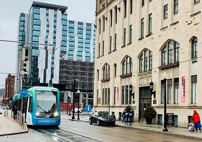 The Green Cincinnati Plan makes recommendations about various quality of life issues, including transportation. Pictured is a streetcar in downtown Cincinnati. (Casey Weldon | Spectrum News 1)