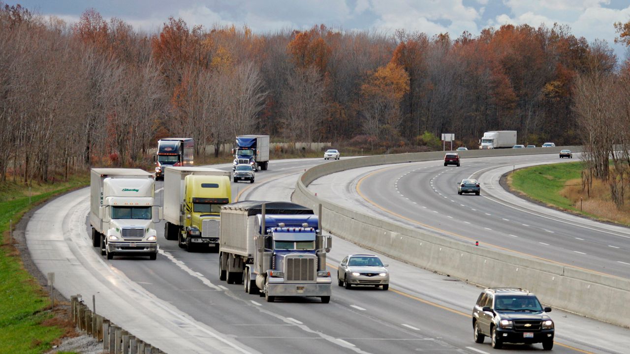 Drivers travel along the Ohio Turnpike. (AP Photo/Mark Duncan, File)