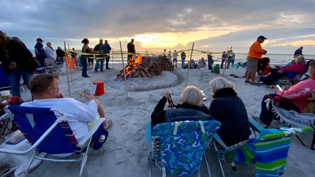 Sent via Spectrum Bay News 9 app: A sunset bonfire on Treasure Island Friday. (Val Stunja, Viewer)