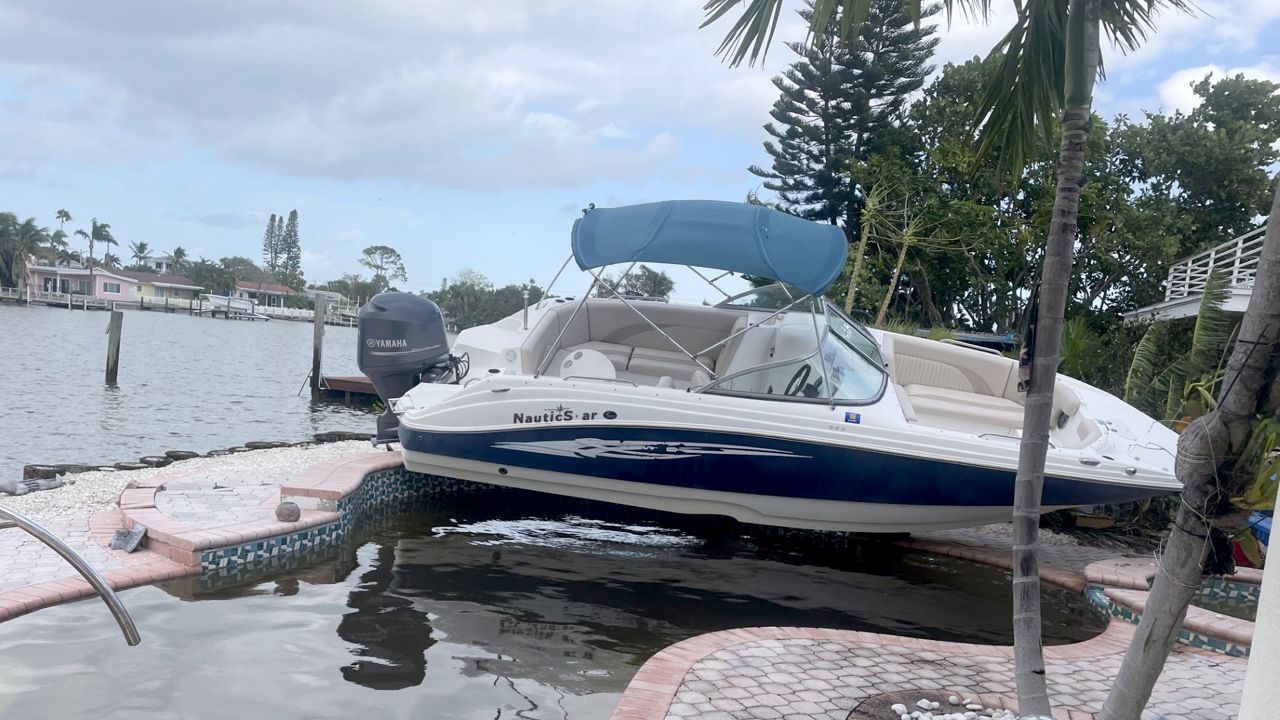 Boat on top of a swimming pool in Treasure Island (Courtesy: Kirk Wood)