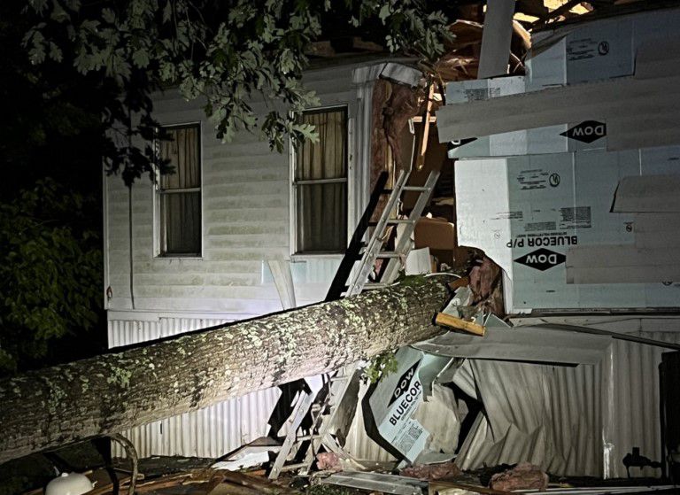 A 78-year-old woman died when a tree fell on a mobile home on Clearwater Lane in Rockingham County Thursday as storms from Tropical Storm Debby rolled through, officials said. (Sam Page/Rockingham County Sheriff's Office)