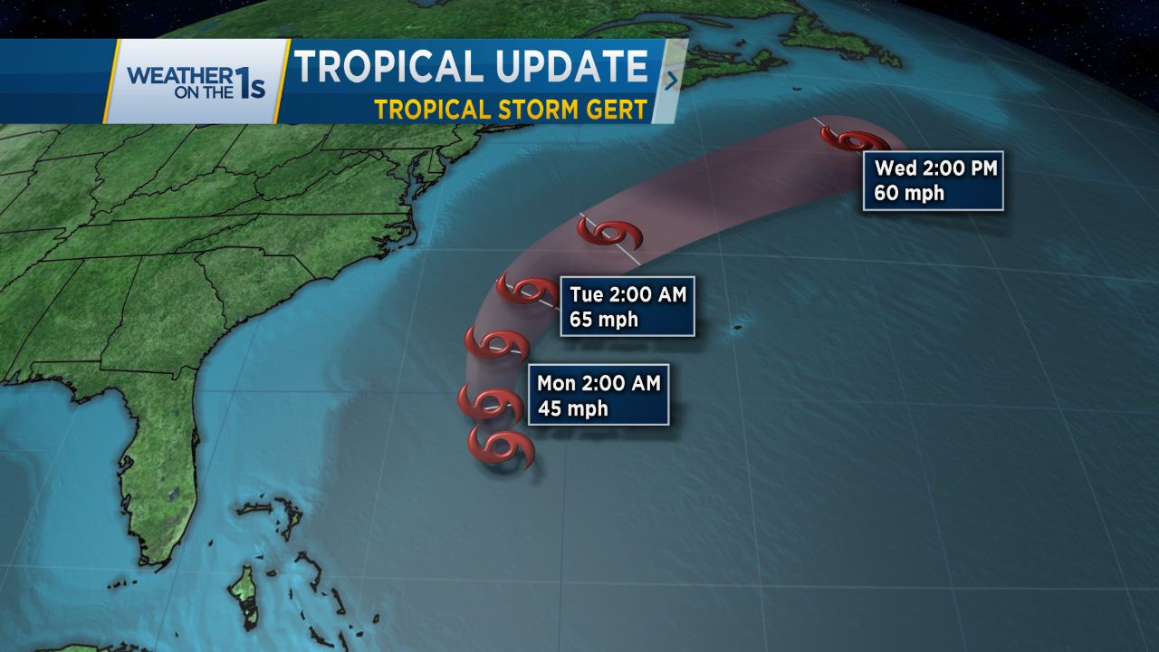 Tropical Storm Gert forms in the Atlantic Ocean