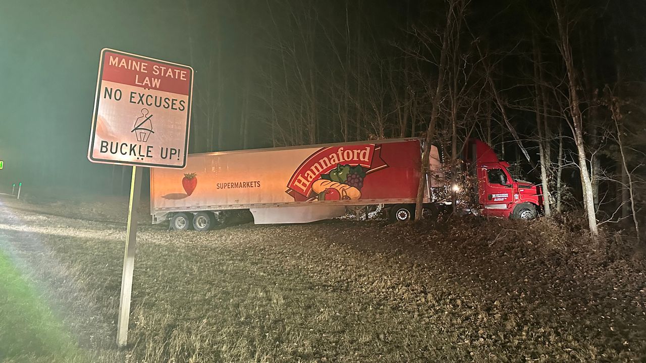 Officials say a tractor-trailer crashed Monday in Wells. (Maine Department of Public Safety)