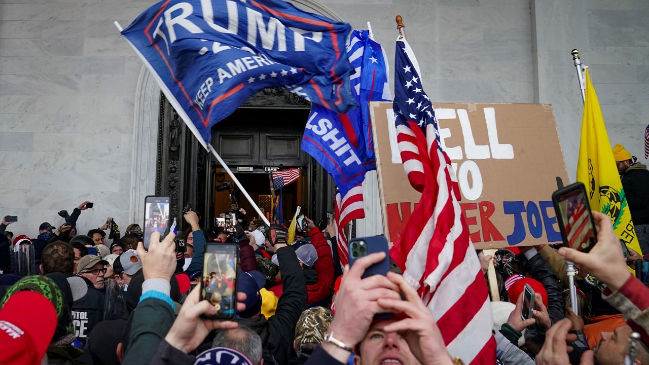 Rioters during the Jan 6 Capitol breach. (Associated Press)