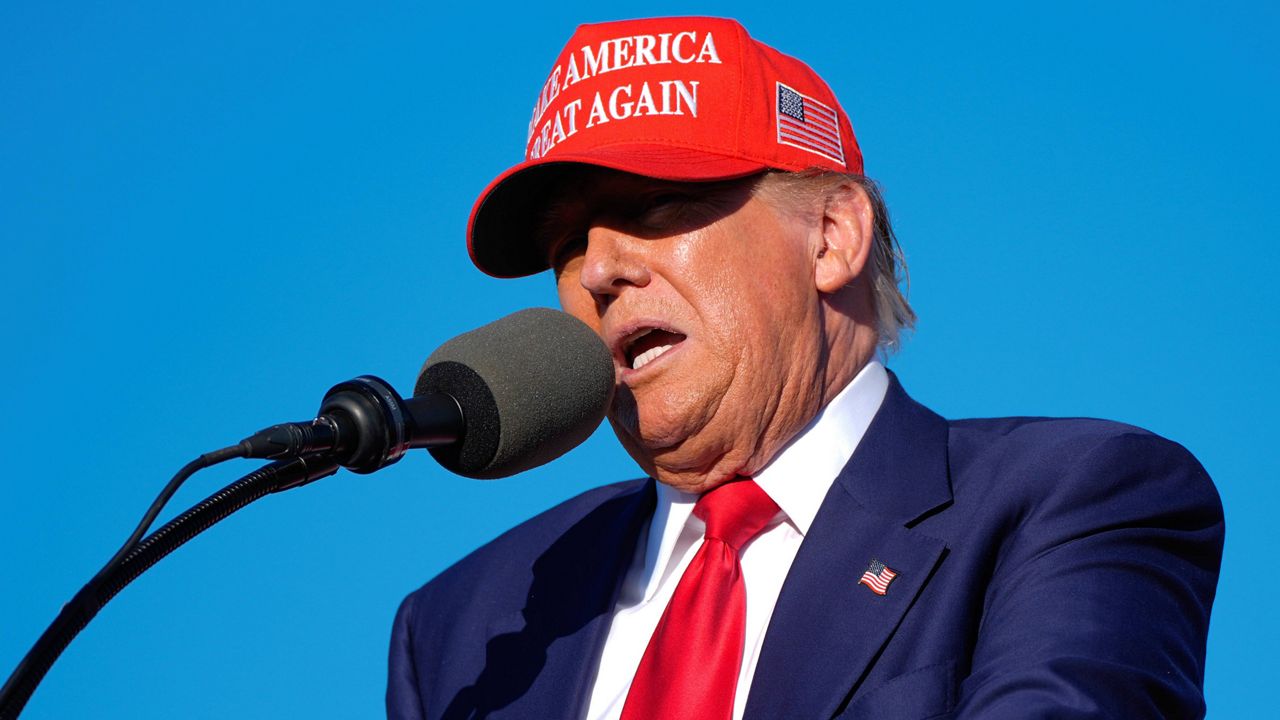 Republican presidential candidate former President Donald Trump speaks at a campaign rally in Freeland, Mich., Wednesday, May 1, 2024. (AP Photo/Paul Sancya)