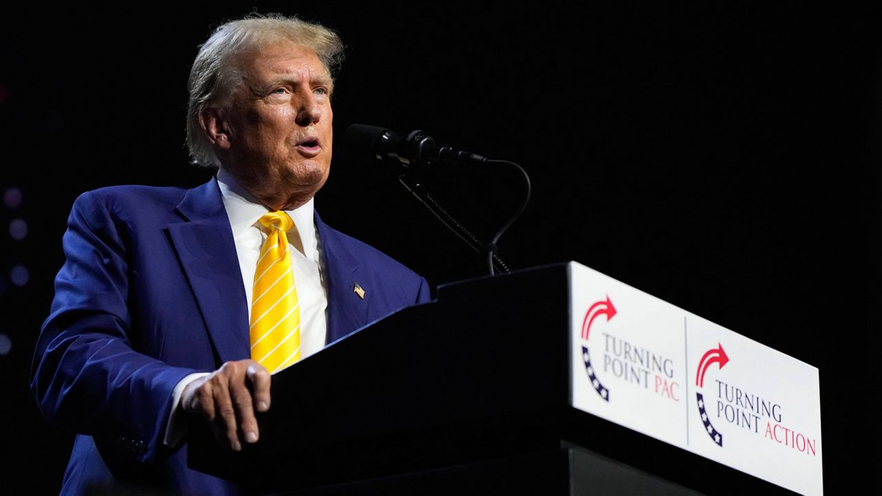 Republican presidential candidate former President Donald Trump speaks at a campaign rally, June 6, 2024, in Phoenix. (AP Photo/Rick Scuteri, File)