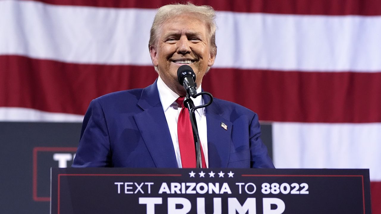 Republican presidential nominee former President Donald Trump speaks during a campaign event at the Linda Ronstadt Music Hall, Thursday, Sept.12, 2024, in Tucson, Ariz. (AP Photo/Alex Brandon)