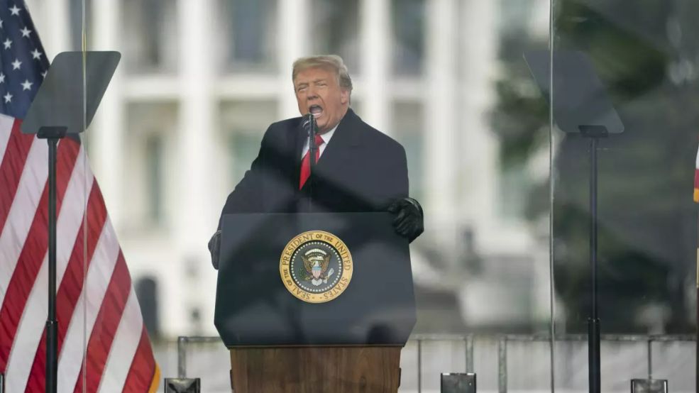 Then-President Donald Trump speaks to supporters on Jan. 6, 2021, in Washington. (AP Photo)