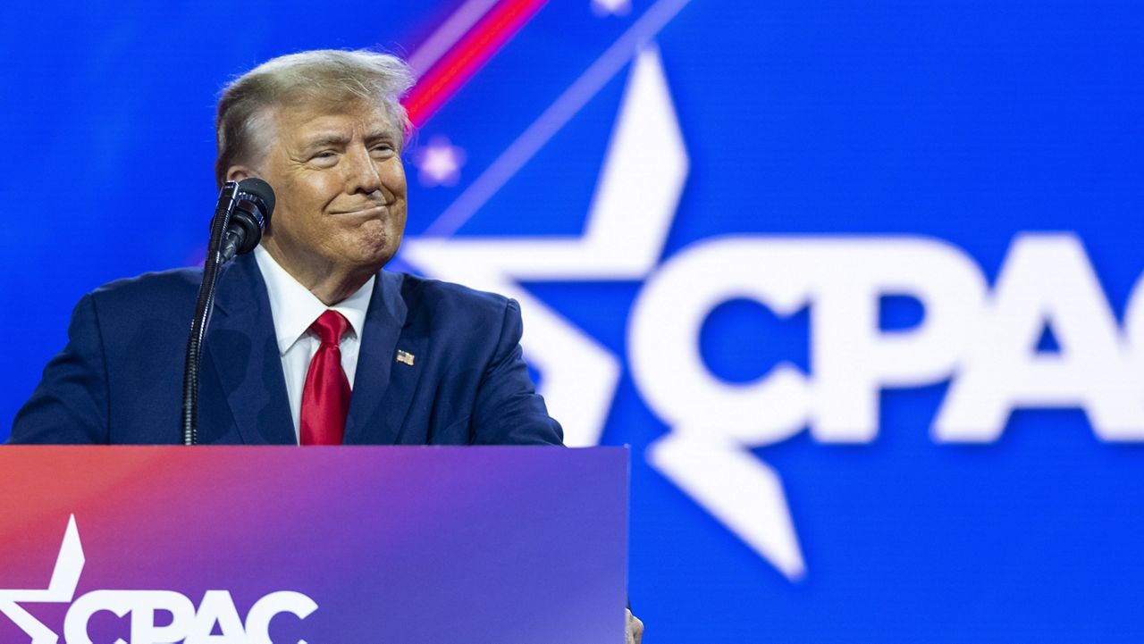 Former President Donald Trump speaks at the Conservative Political Action Conference, CPAC 2023, Saturday, March 4, 2023, at National Harbor in Oxon Hill, Md. (AP Photo/Alex Brandon)