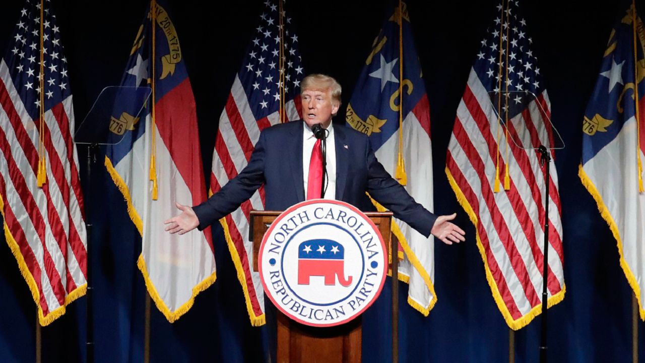 Former President Donald Trump last spoke at the North Carolina Republican Convention in 2021, in Greenville, N.C. (AP Photo/Chris Seward)