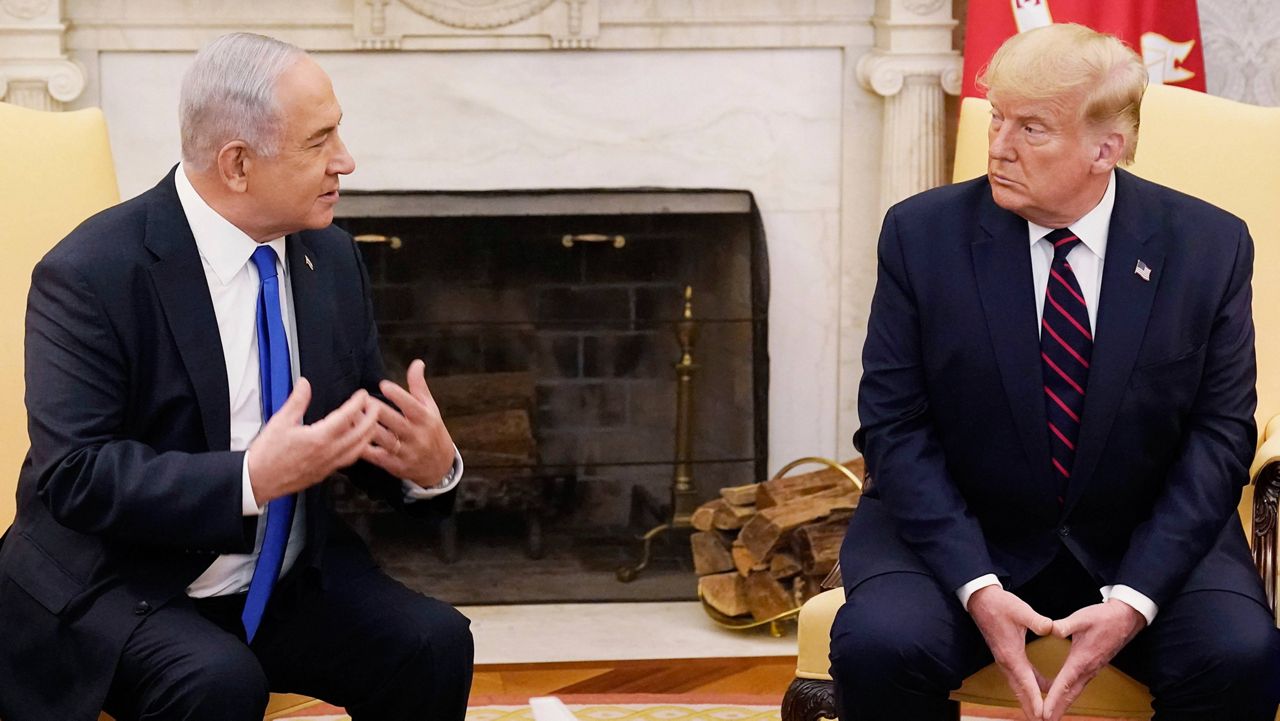 President Donald Trump, right, meets with Israeli Prime Minister Benjamin Netanyahu in the Oval Office, Sept. 15, 2020, at the White House in Washington. (AP Photo/Alex Brandon, File)